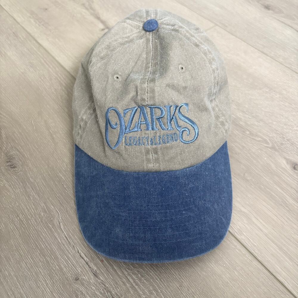 Vintage Ozarks Baseball Cap Hat Blue & Khaki